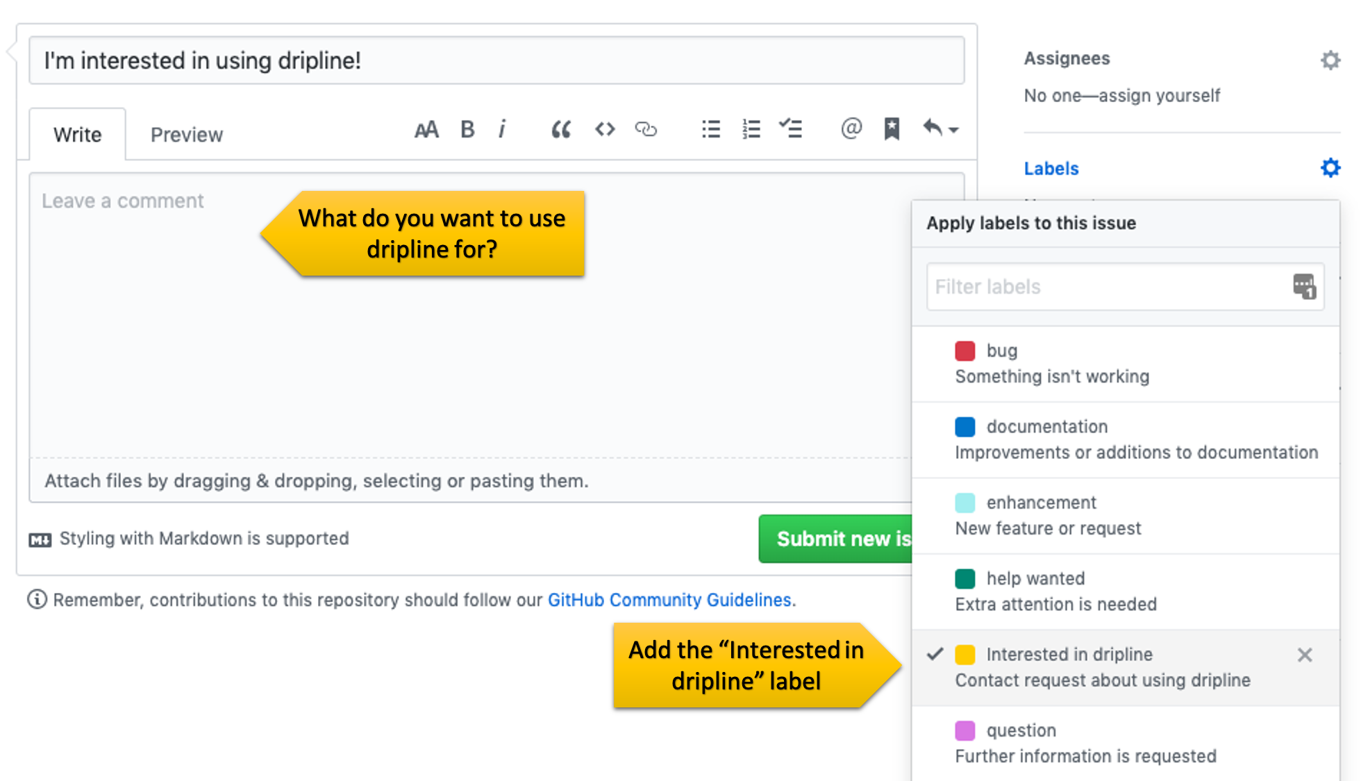 Contact form screenshot